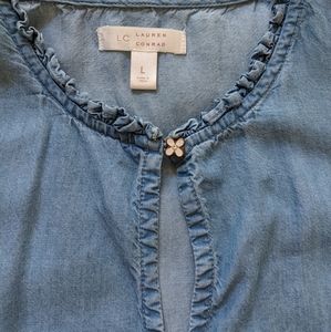 Lauren Conrad, chambray blue Denim blouse, Size Large